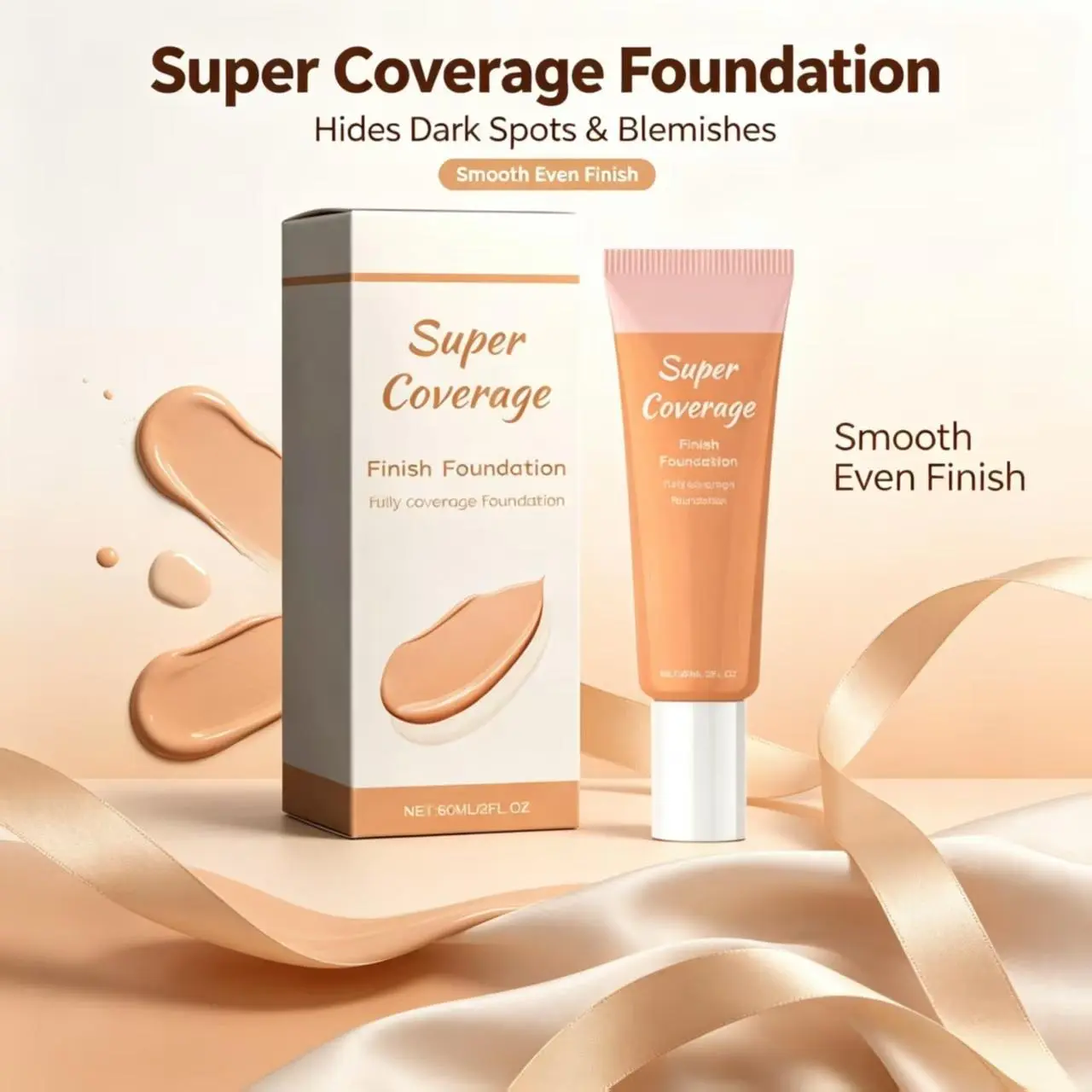 Natural Shade Concealer & Hydrating Serum Cream Base Foundation - Long-Wear, Oil-Control, Waterproof, Sweat-Proof, No-Transfer Daily Makeup with SPF 50, Radiant Olive Tint, Faux Freckles, Flawless Smooth Finish, 1 Size Beauty Product