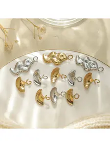 5 pieces of stainless steel fan-shaped shell accessories, irregular geometric simple line twist pendants, DIY materials