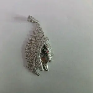 Indian Head Pendant with Rhinestone Accents for Women's Jewelry