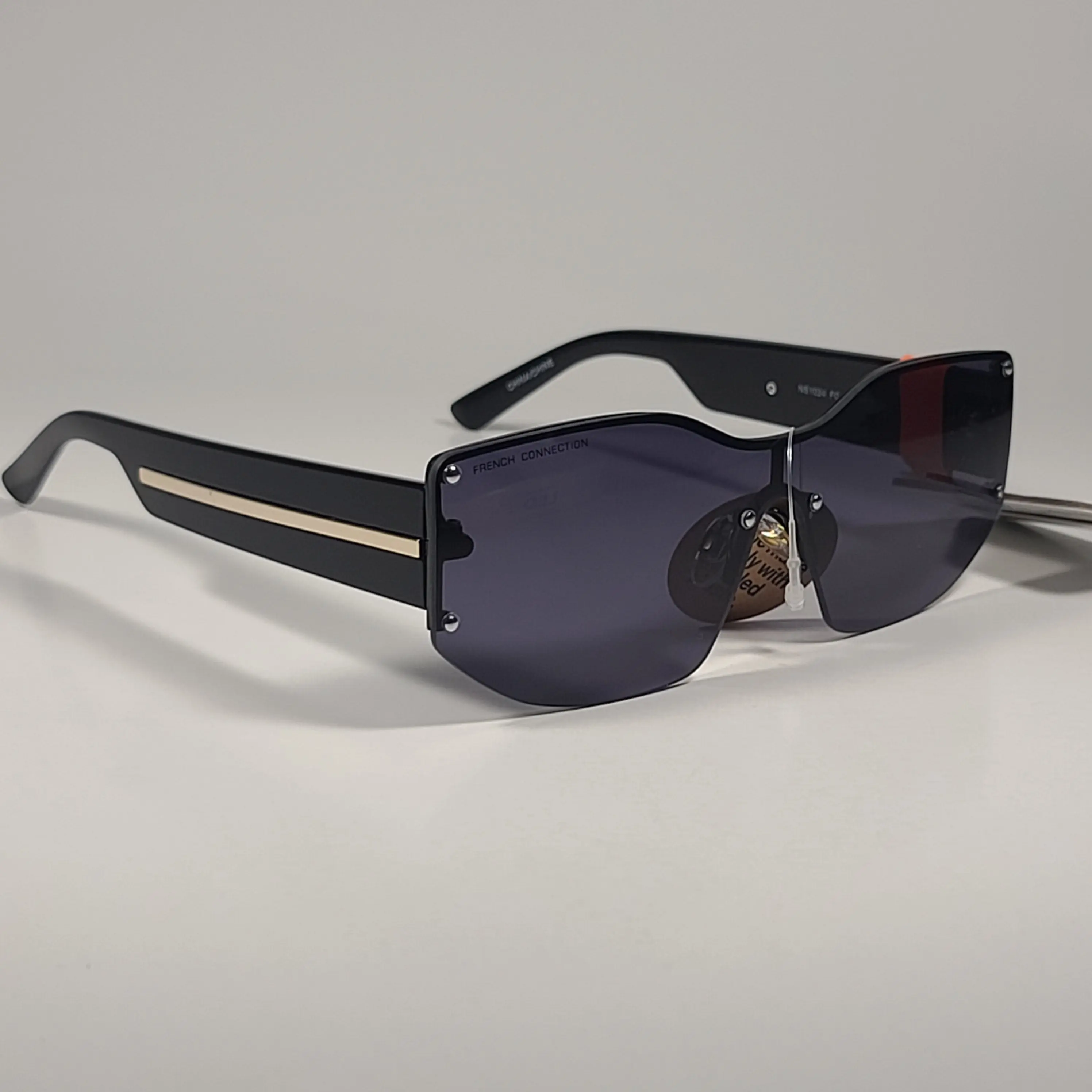 French Connection FC 25 77 Shield Sunglasses Shiny Black 