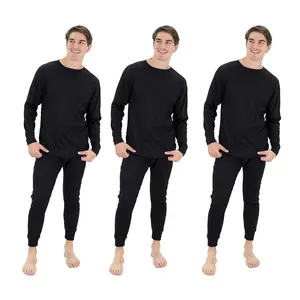 3-Pack Men's Winter Thermal Top & Bottom Set (3 Full Sets / 3 Tops & 3 Bottoms)
