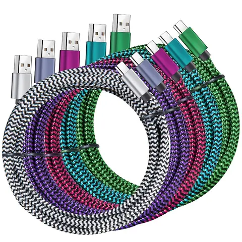 5 Pack USB Type c Cable,(6FT) Nylon Braided USB C Cables 3A Fast Charging Charger for Samsung Galaxy S9/S8 Note8/9 20 10 S21 S20 S10 Plus C Cord