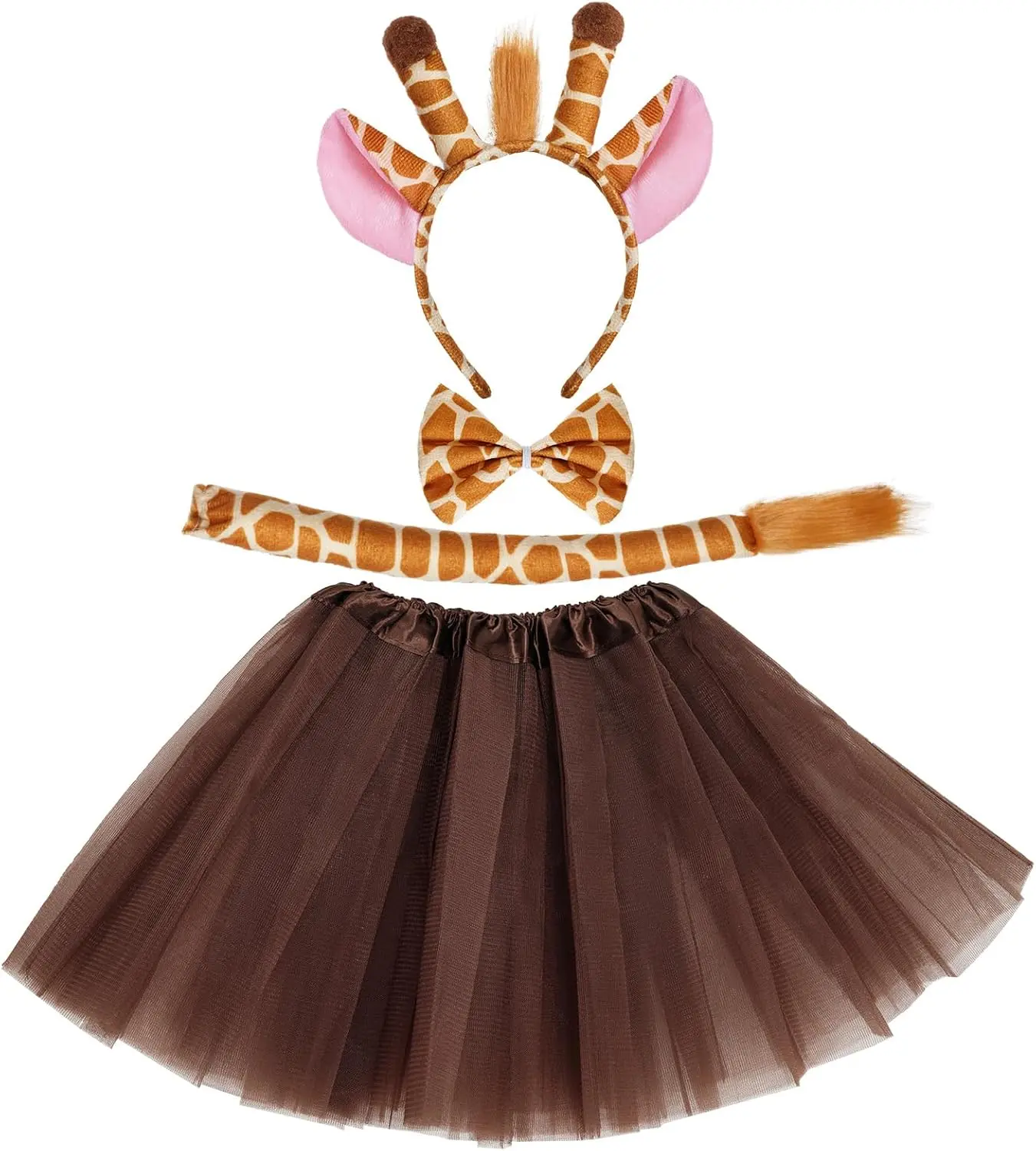 Marrywindix Khaki Giraffe Costume Tutu Set Animal Fancy Dress Costume Kit Halloween Party Dress Up Accessories