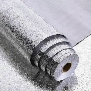 Self-Adhesive Aluminum Foil Kitchen Protection Film, Peel And Stick, Custom Size, Oil Resistant, Fireproof, Waterproof, Moisture Proof, Cabinet & Countertop Use, Waterproof Wallpaper