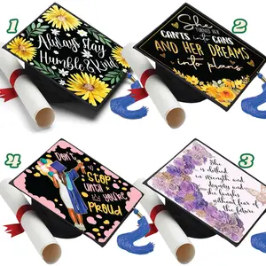 Inspirational Wooden Graduation Cap Topper 2026 – Sunflower Floral Motivational Quote Grad Cap Decoration for Senior Graduation Hat Supplies
