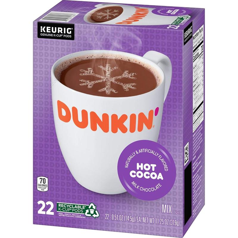 Dunkin' Donuts Milk Chocolate Hot Cocoa Keurig Single-Serve K-Cup, Box Of 22
