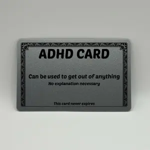 Plastic ADHD Card For Your Wallet. Funny Excuse Cards. Hilarious Gag Gift and White Elephant Present