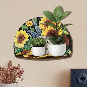 1pc Wooden Vinyl Record Wall Decor, Sunflower Music Themed Album Posters Wall Storage Shelf, Aesthetic Records Wall Decor for Bedroom Dorm, Music Lover Gift, Retro Record Decor Home Decoration