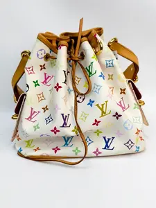 Pre-owned Louis Vuitton canvas Shoulder Bags Noe Bucket Bag Monogram White Multicolore×TM XP01476【BF 12】