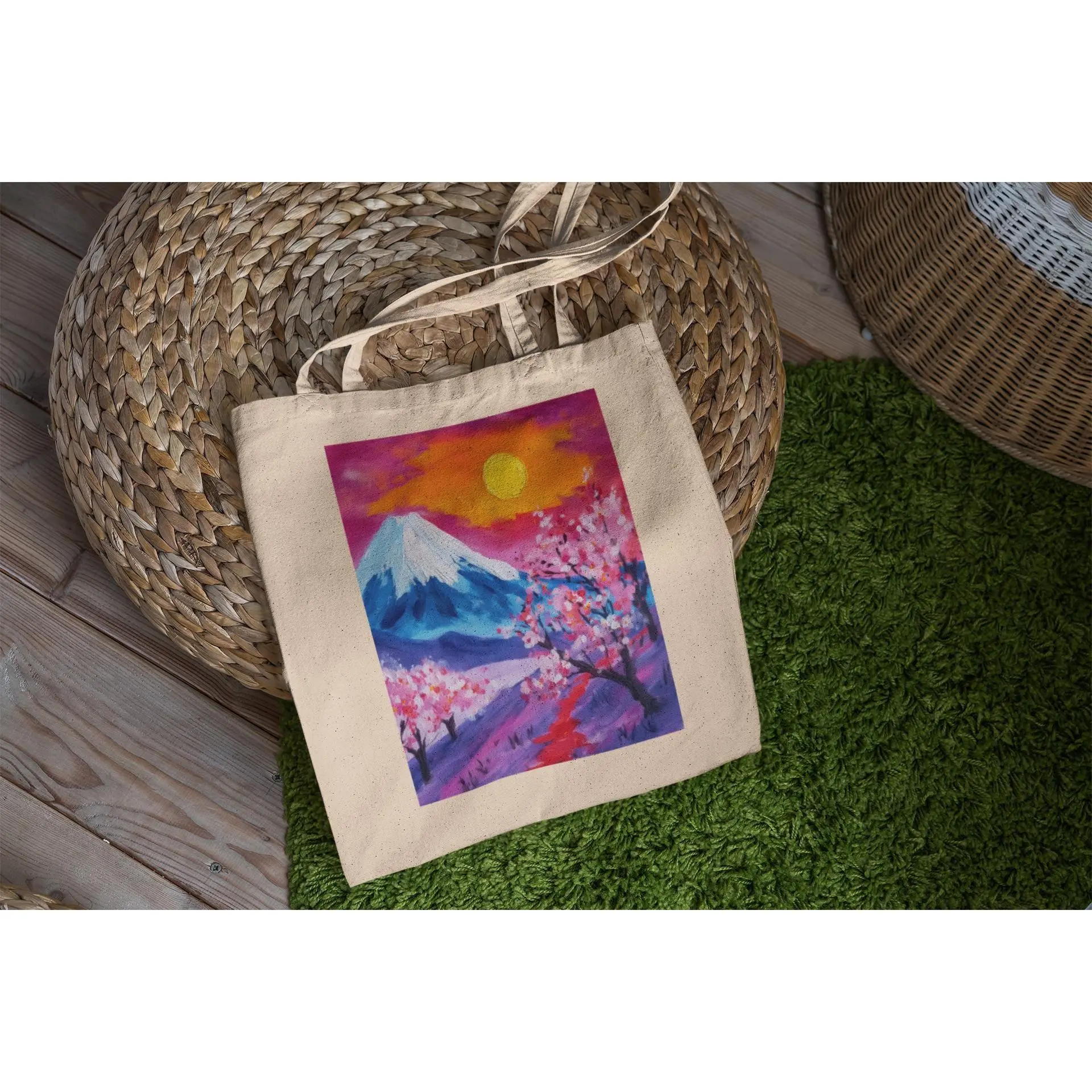 Pink Cherry Blossom Mt Fuji Tote Bag