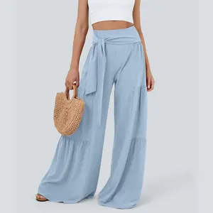 Halara Breezeful High Waisted Shirred Tie Front & Back Wide Leg Flowy Quick Dry Casual Pants