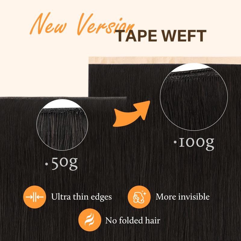 Doores Genius Seamless Tape-In Weft Hair Extensions 16–24" Straight 100% Human Hair For Daily Use