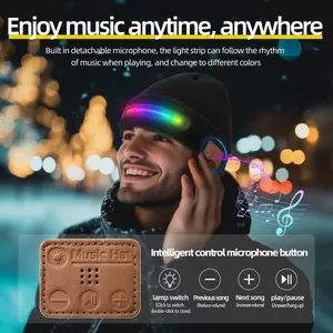 The Bluetooth hooded sweater with a pocket, suitable for both men and women. USB rechargeable 7LED light-up hat. Ideal for Christmas/Birthday gifts. Made of warm knitted fabric. Lightweight and breathable, suitable for outdoor activities.