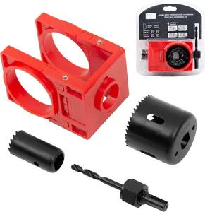 Door Lock Installation Kit, Door Lock Carbon Steel Hole  Set for Wooden Doors with Guide Template (1 Set)