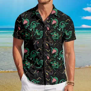 Hawaiian Shirt for Men, Black Rayqua Hawaiian Shirt Cool Summer Anime Vibes for Men & Fans, Men's Collared Clothes for Beach Vacation, #menwear #shortsleeve #hawaiianshirt