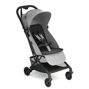Mompush Velo Lightweight Travel Stroller, Compact & Airplane-Friendly for Baby and Toddler, Lie-Flat Seat, One-Hand Fold, with Leather Bumper Bar, Shoulder Strap, Raincover, Storage Bag & Cup Holder