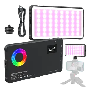 Metallic LED Selfie Light, Portable RGB Video Light, Camera Fill Light, Rechargeable Dimmable Panel Lamp with Clip, Lights for iPhone, Selfie Accessories