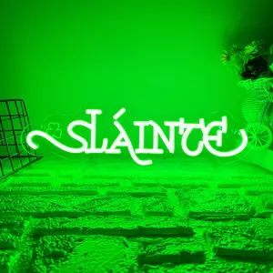 1pc Slainte Neon Sign, Irish Pub Bar Sign, Shamrock Bar Sign, Led Neon Light Bar Club, Bar Carter Decor, Irish Cheers Sign, Irish Shamrock Decor, Decorative Neon Light, Neon Lamps, Atmosphere Lighting