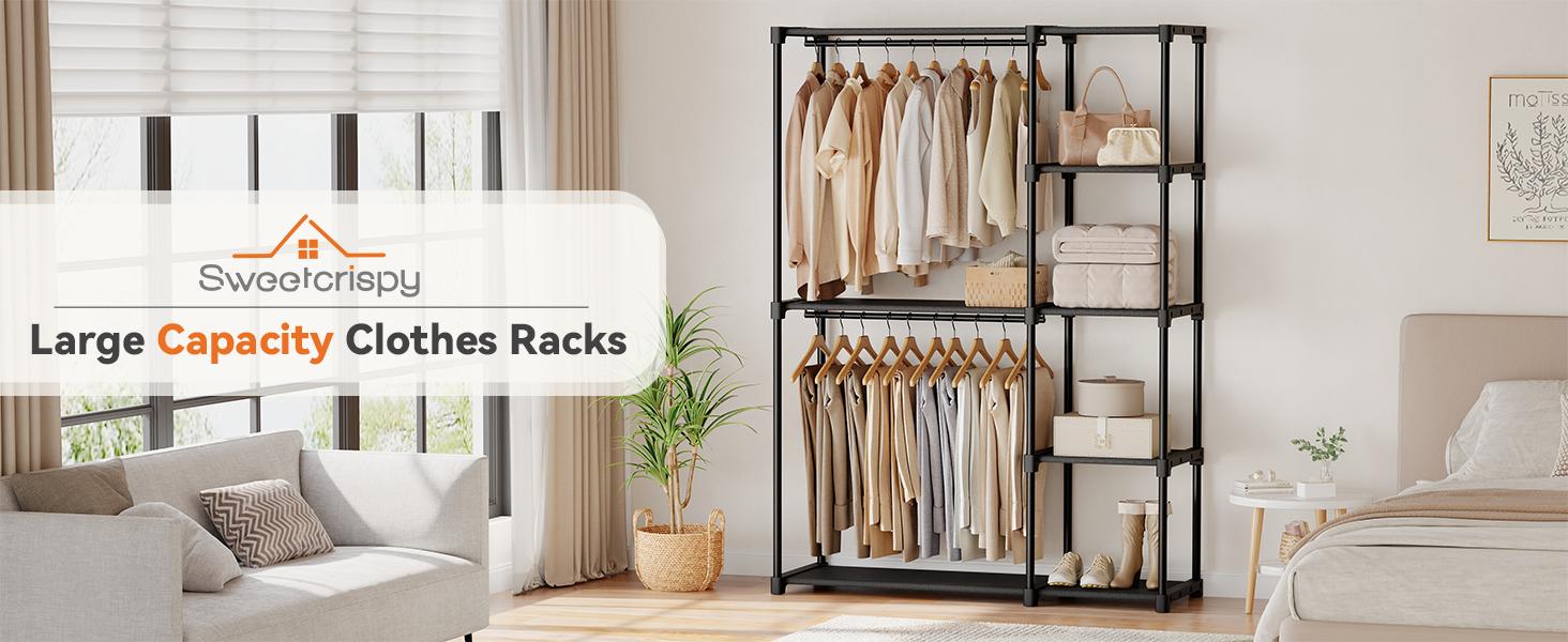 Wardrobe Closet, Portable Clothes Racks for Hanging Clothes, Free Standing Closet with 4 Tier Shelves, Closet Organizers and Storage Rack for Cloakroom, Bedroom Wardrobe Closet, Portable Clothes Racks for Hanging Clothes, Free Standing Closet with 4 Tier Shelves, Closet Organizers and Storage Rack for Cloakroom, Bedroom