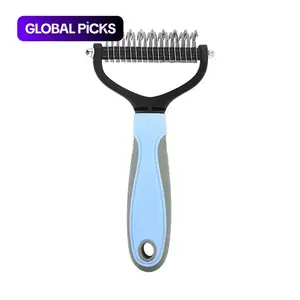 Pet Grooming Brush-Double Sided Hurtless Shedding and Dematting Undercoat Rake Comb for Dogs and Cats, No More Nasty Shedding or Flying Hair, Eco-Friendly Abs Handle, Anti-Slip, Multiple Sizes Available Grooming Tools #GLOBAL PICKS