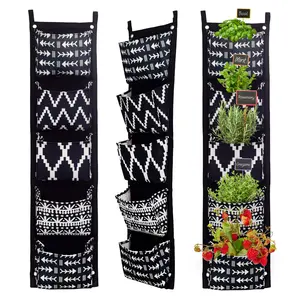 Boho Fabric Hanging Planter (3 Sets of 5 Pockets)