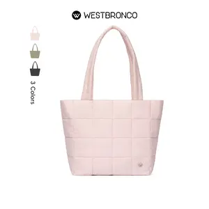 WESTBRONCO puffer Women Waterproof Everyday Tote Stylish Square Bag 2026 Spring Trendy Chic Lightweight Shoulder Handbag Purse 11‘’Laptop for Travel Work University Mom Girl travel Essentials Fashion Diaper Bag Gift for her