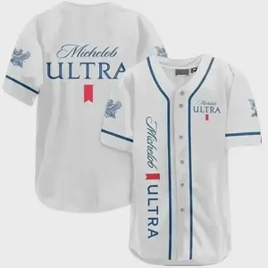MichelobUltra White Baseball Jersey .Jersey Baseball Shirt, Unisex Baseball Jersey Shirt, Button Front Sport Top, Street Fashion