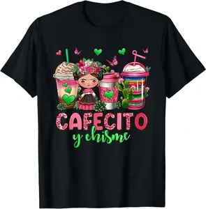 Cafecito y Chisme T-Shirt, Funny Coffee Lover Graphic Tee, Spanish Humor Shirt, Unisex Cotton Top, Latina Meme Streetwear Gift