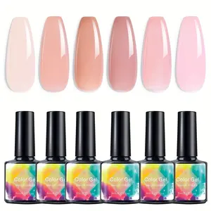 Zopvt Jelly Gel Nail Polish Set, 6 Pieces, Nude Transparent Colors, Easy DIY Manicure, Natural Look, Perfect for Home Use, Nail Products