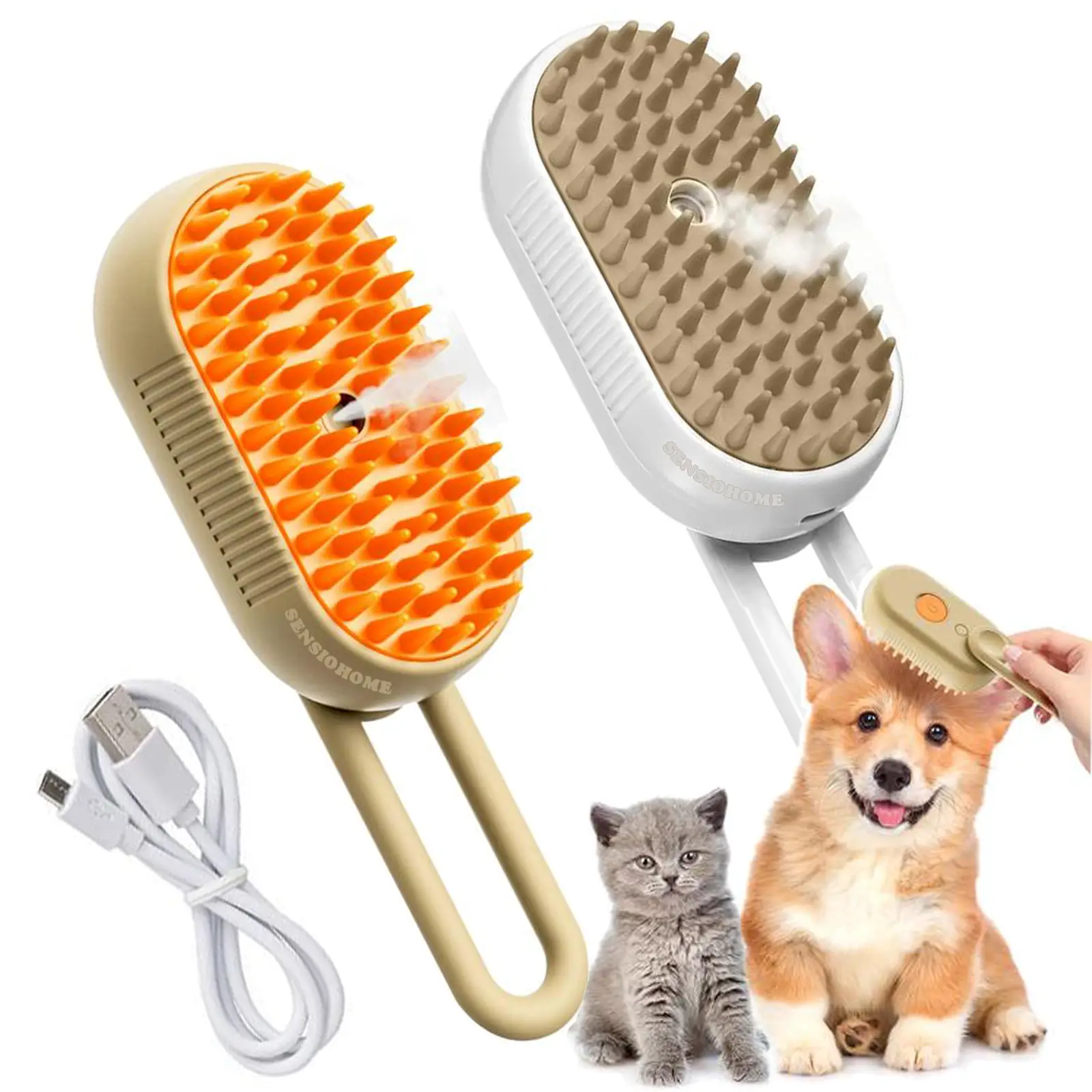 Pet Steam Brush,Cat Dog Hair Remover,Adjustable Pet Hair Remover,Pet Steamy Mist,Steam Pet Brush for Pet Hair Multifunctional Steamy Cat Brush Groomin