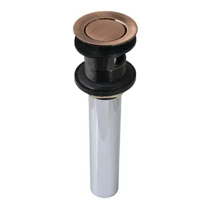 Kingston Brass  Brass Push Pop-Up Drain with Overflow, Antique Copper