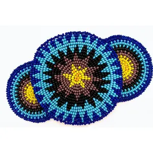 Handmade Beaded Blue Barrette 5” – Starburst Design