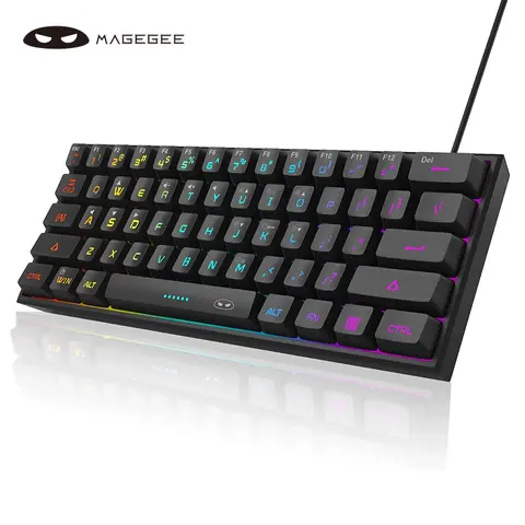 MageGee TS91 60 Percent Gaming Keyboard - 61-Key Ultra-Compact RGB Backlight Membrane PC Accessory, Ergonomic IPX4 Water Resistant for Home, Gamers (Black, Compatible with PC, MAC, PS4, Xbox 1)
