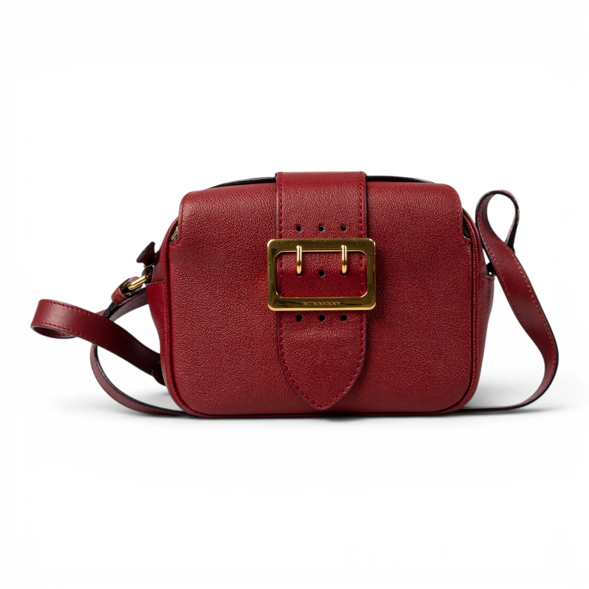 Pre-owned BURBERRY Leather Shoulder Bags Camera Bag Red E26051346