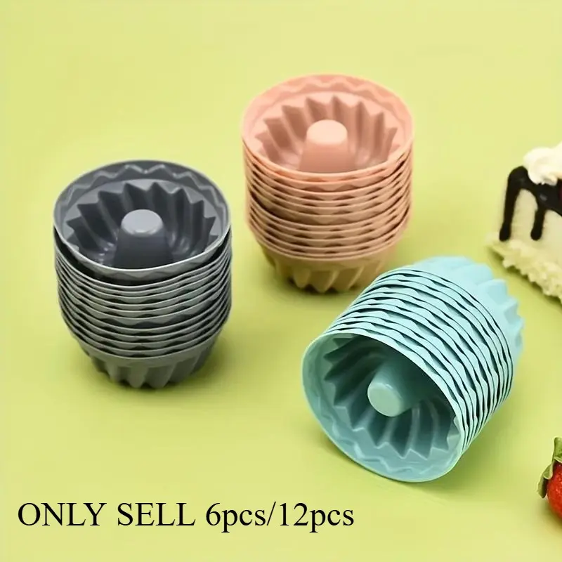 6/12pcs, Non-Stick Silicone Bundtlette Cake Mold for Perfect Fluted Tube Cakes - Baking Tools, Baking Supplies and Kitchen Accessories for Easy and Fun Baking, Silicone Cake Pan, Silicone Molds
