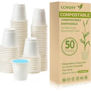 3 oz Bathroom Cups 100% Compostable Cups Biodegradable Eco Friendly Cups Mouthwash Cups for Rinsing Mouth Shot Cups Disposable for Tasting
