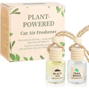 Car Air Freshener Oil Diffuser - Hanging Long Lasting Scent for Car & Home, Essential Oil Freshener with Adjustable Fragrance (Teak Wood+Black Ice)