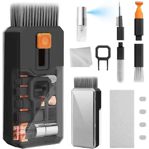 Keyboard Cleaning Kit Laptop Cleaner, All-in-One Computer Camera Cleaning Kits Brush Tool, Multi-Function PC  Cleaner for iPad  Pro Earbuds Camera  with , Black