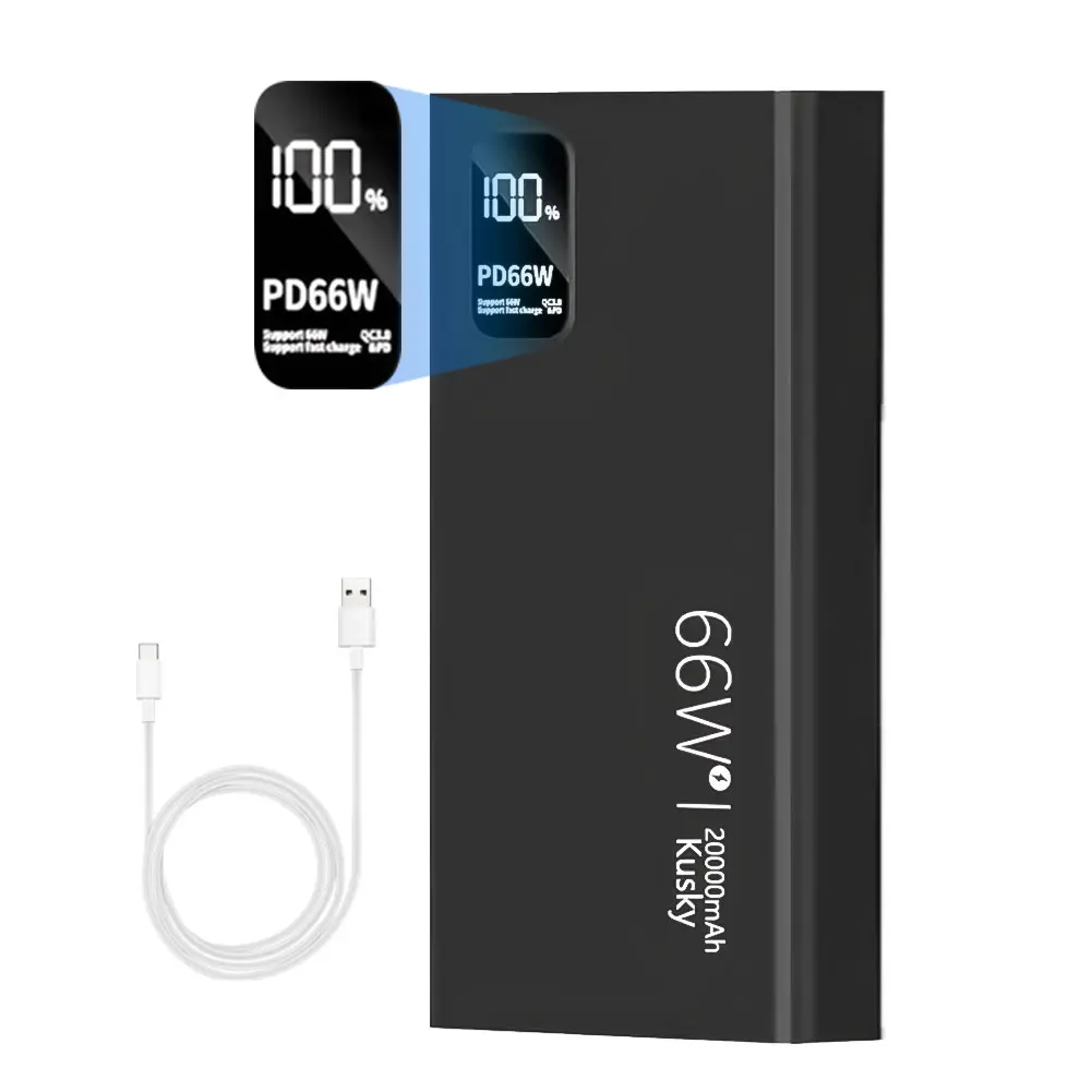 66W Super Fast Charging Power Bank - Black, 20000mAh