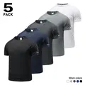 Men's 5-Pack Performance Activewear Short-Sleeve Tee - Raglan Sleeves, Lightweight Quick-Drying Mesh Polyester, Loose-Fit Sporty T-Shirt for Gym, Running Training, Sweating Solution Men's Activewear Clothes,sohochic