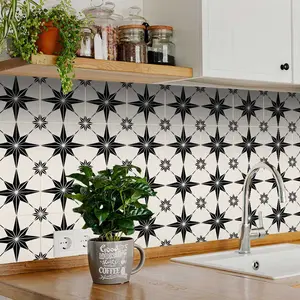 20Pcs Bohemian style tile self-adhesive wall sticker, peel and paste, waterproof living room kitchen bedroom wall sticker, vinyl wall sticker, home wall decoration, 4x4 inches