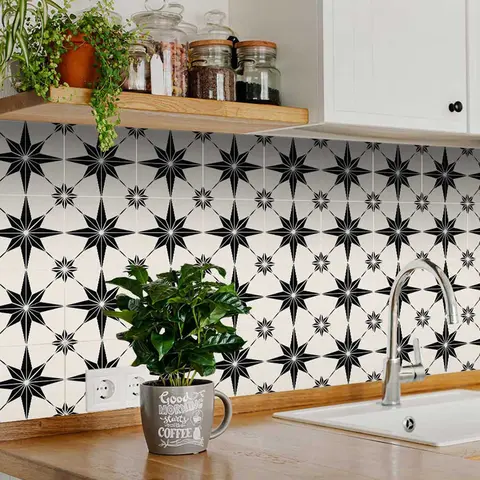 20Pcs Bohemian style tile self-adhesive wall sticker, peel and paste, waterproof living room kitchen bedroom wall sticker, vinyl wall sticker, home wall decoration, 4x4 inches