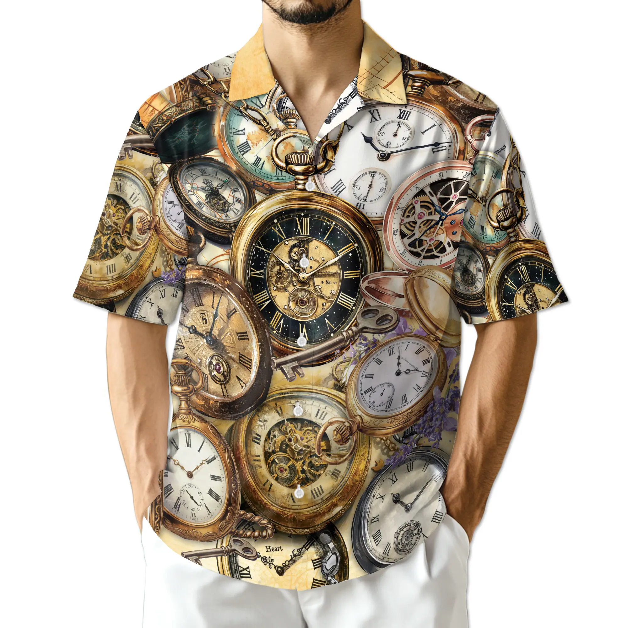Fashion Watch Hawaiian Shirt Family Hawaiian Button Down Shirt, Summer Hawaiian Shirt, Beach Trip Shirts, Beach Aloha Shirt for Men and Women, Casual Summer Vacation Shirt, Tropical Print Menswear Top S-5XL
