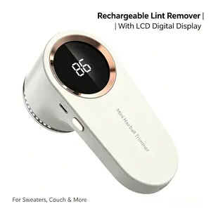 Rechargeable Lint Remover with LCD Digital Display - 6-Blade Fabric Shaver for Sweaters, Clothes, Couch & Pet Hair