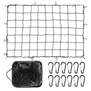 Cargo Net for Pickup Truck Bed, High Elasticity Truck Bed Net with 12 Carabiners & Storage Bag, 2.6' x 3.3' Stretches to 4' x 6', for Trailer, SUV, Boat