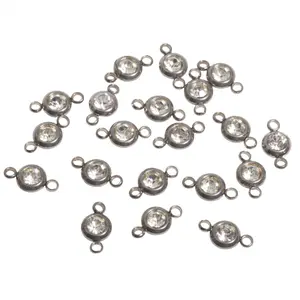 Permanent Jewelry Gold Connectors with CZ Crystals - 6mm - Available in Silver & Gold - Sold Individually - CONN6SS
