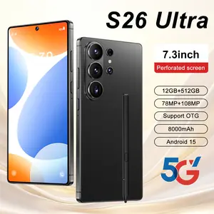 2026 New S26 Ultra 5G Unlocked Phone, Android 15, 12GB RAM + 512GB ROM, 6.99" HD Screen, 78MP+108MP Camera, 8000mAh Battery, Dual SIM, Stylus, Full Accessories