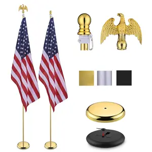 Yescom 8' Indoor Flagpoles with Stand US Flag 2-Pack