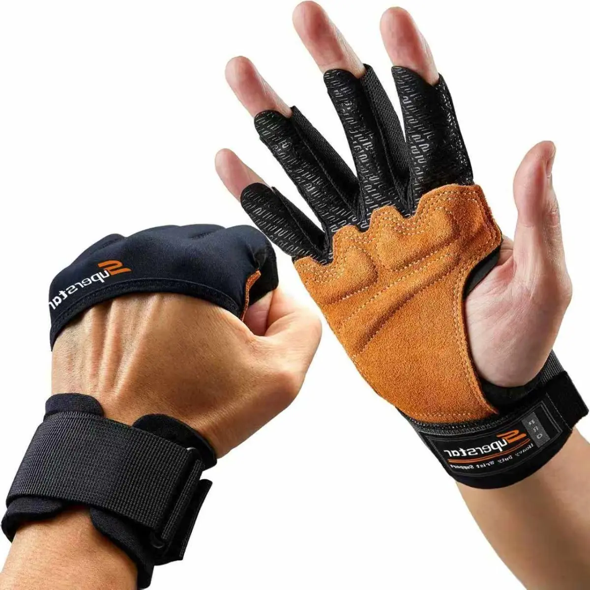 Adults' Half-Finger Leather Palm Sports Gloves - Silicone Grip, Breathable Fabric, Nonslip, Secure for Silicone Grip Gym Training, Climbing, Unisex, Anti-Slip Surface, Climbing Gear, Non-Slip, Washable