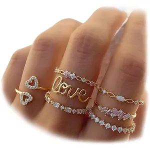 KISS WIFE Gold Stackable Moon Star Knuckle Rings Set for Women, Boho Dainty Lightweight Stacking Rings, Vintage Midi Rings Pack, Trendy Jewelry